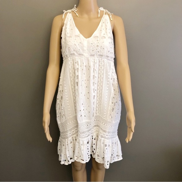 Michael Kors Romantic Sexy Lace Boho White Camisole Summer Festival Midi Dress. - Picture 16 of 16